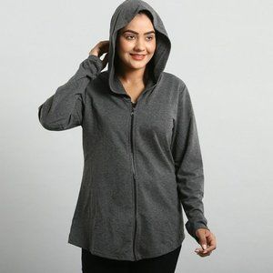 NWT Passage Dark Gray French Terry Zip Front Hoodie Size Large